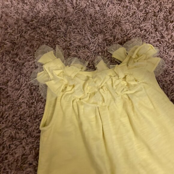 Tea Collection Tulle Ruffle Dress 18-24 Months Yellow Sleeveless Cotton Buttons - Picture 2 of 3